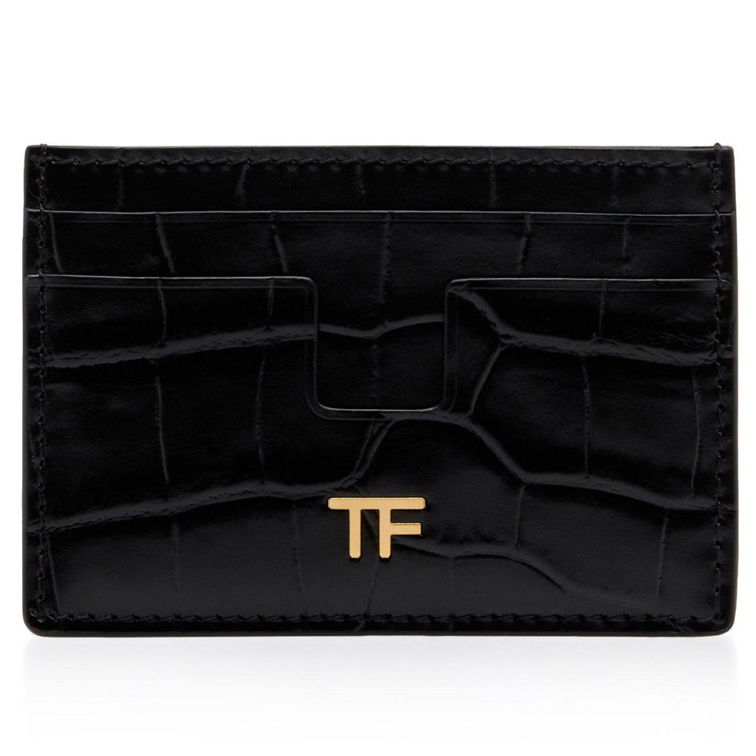 1 TOM FORD GRAIN LEATHER CLASSIC TF CARD HOLDER BLACK