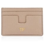 TOM FORD GRAIN LEATHER CLASSIC TF CARD HOLDER SILK TAUPE