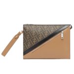 FENDI DIAGONAL FLAT MULTICOLOR LEATHER POUCH