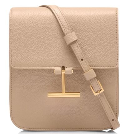 TOM FORD GRAIN LEATHER TARA MINI BAG ON STRAP LIGHT BEIGE