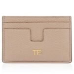 TOM FORD GRAIN LEATHER CLASSIC TF CARD HOLDER SILK TAUPE