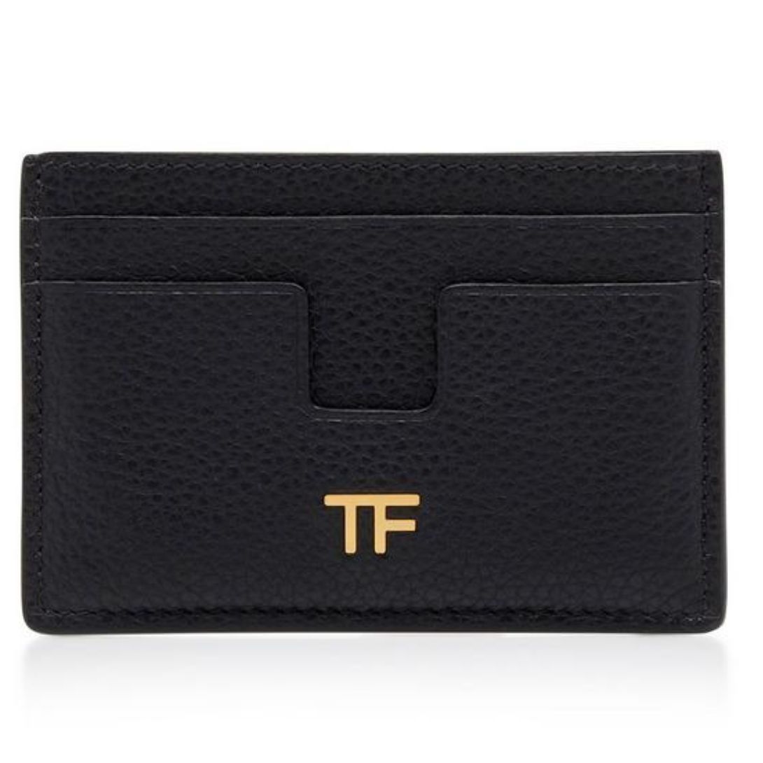 1 TOM FORD GRAIN LEATHER CLASSIC TF CARD HOLDER BLACK