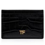 TOM FORD SHINY STAMPED CROCODILE LEATHER CLASSIC TF CARD HOLDER