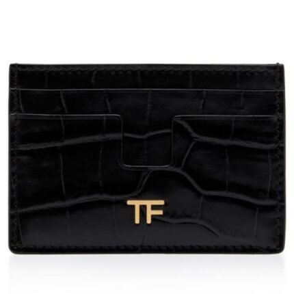 TOM FORD SHINY STAMPED CROCODILE LEATHER CLASSIC TF CARD HOLDER