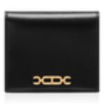 TOM FORD PALMELLATO EFFECT LEATHER COMPACT WALLET BLACK