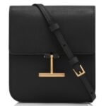 TOM FORD GRAIN LEATHER TARA MINI BAG ON STRAP BLACK