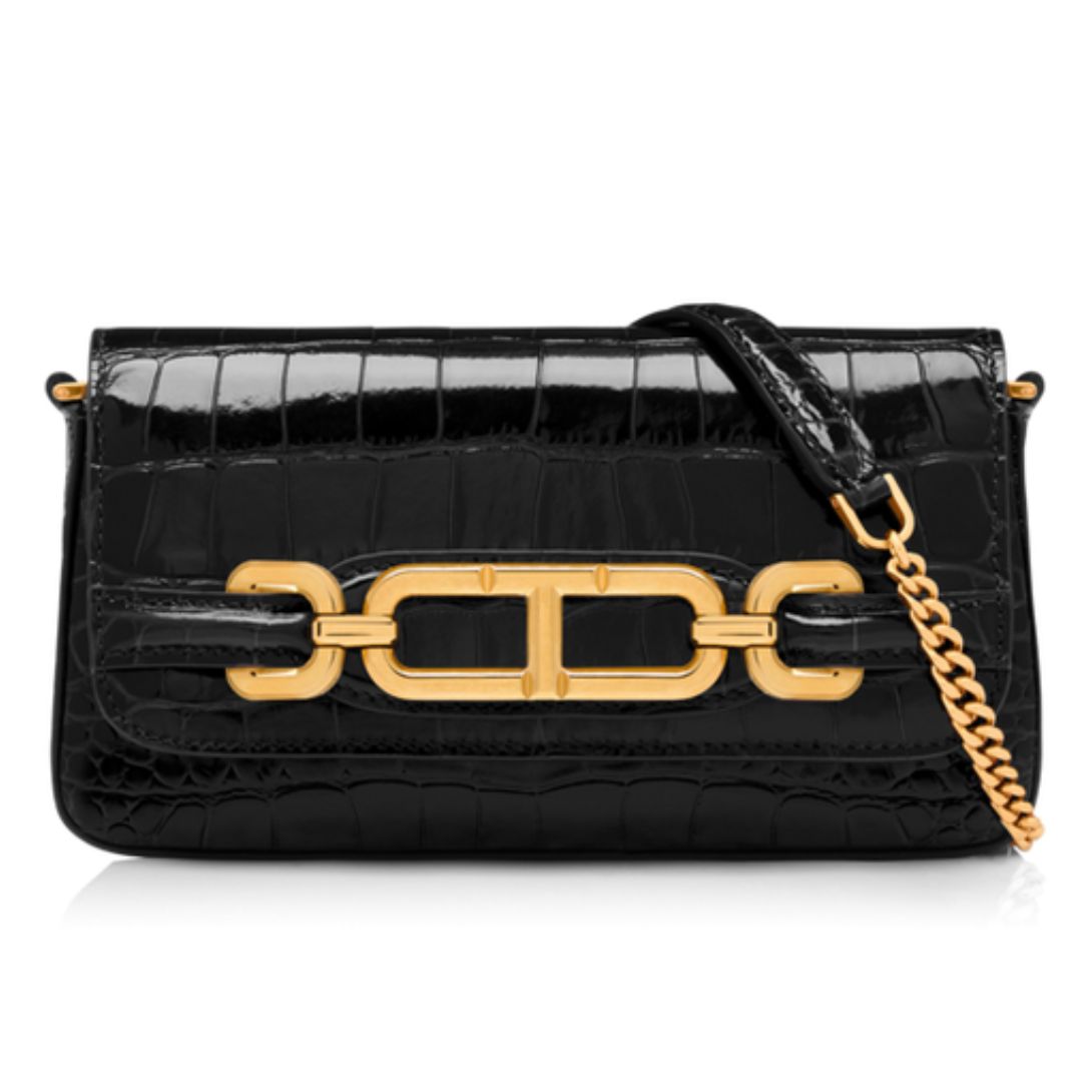 1 TOM FORD SHINY STAMPED CROCODILE LEATHER MINI BAG