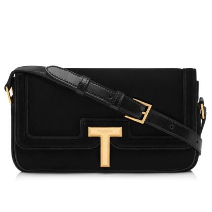 TOM FORD VELVET WALLIS E/W SHOULDER BAG BLACK