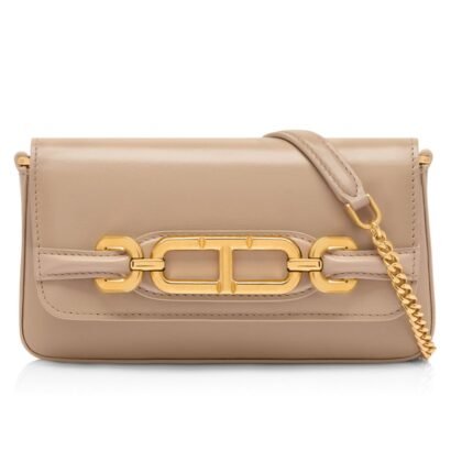 TOM FORD PALMELLATO EFFECT LEATHER MINI BAG LIGHT BEIGE