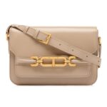 TOM FORD PALMELLATO-EFFECT LEATHER MEDIUM SHOULDER BAG LIGHT BEIGE