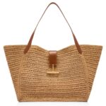 TOM FORD RAFFIA AND LEATHER TARA LARGE TOTE
