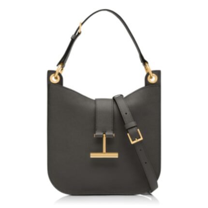 TOM FORD GRAIN LEATHER TARA SMALL CROSSBODY GRAPHITE
