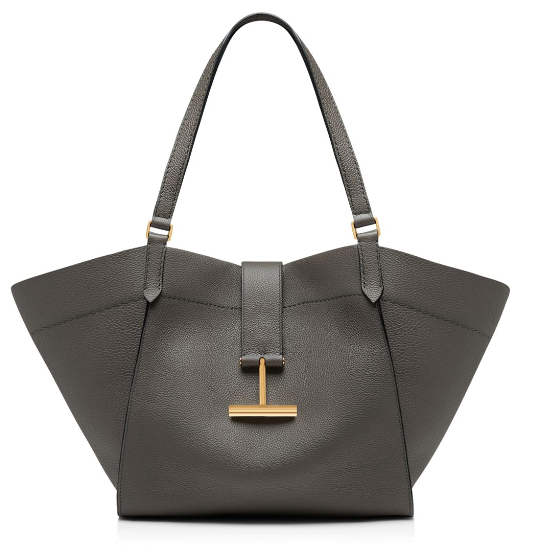 1 TOM FORD GRAIN LEATHER TARA MEDIUM TOTE GRAPHITE