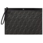 FENDI LARGE FLAT FF JACQUARD FABRIC POUCH