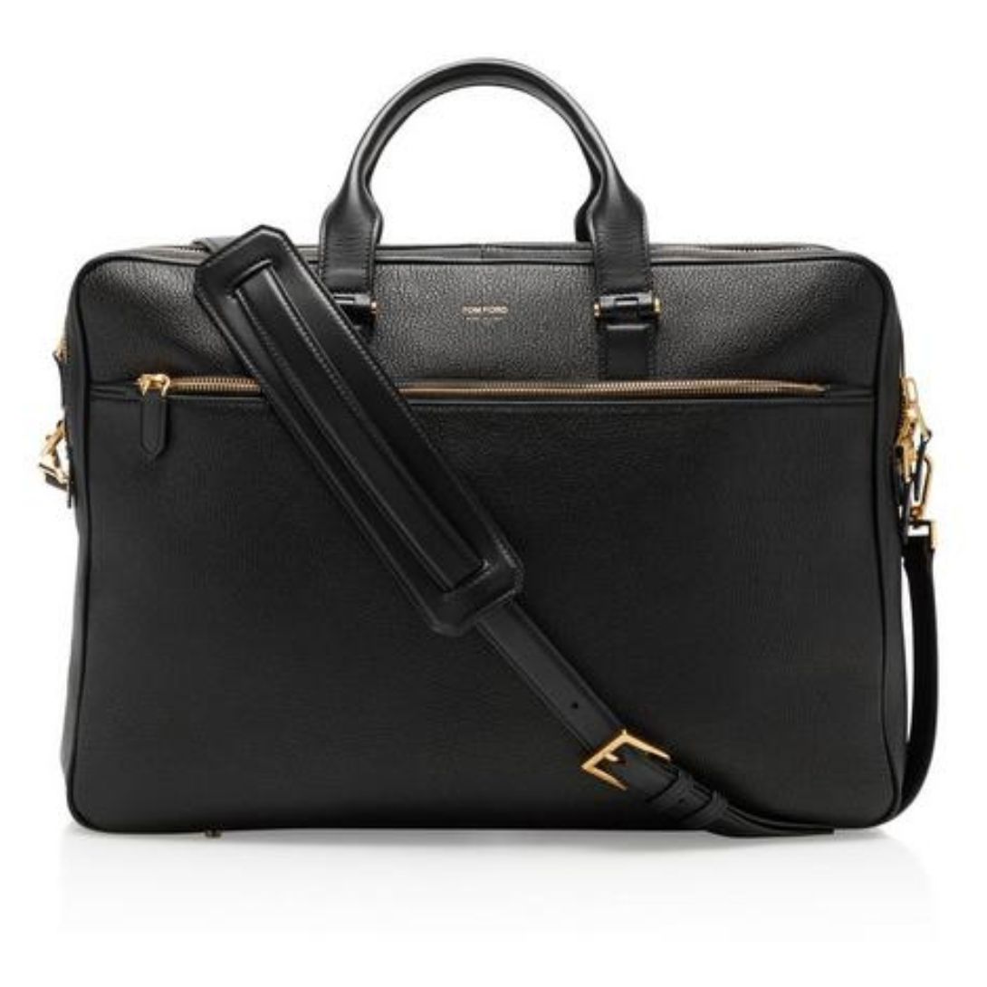 1 TOM FORD GRAIN LEATHER DOUBLE ZIP BRIEFCASE