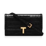 TOM FORD SHINY STAMPED CROCODILE LEATHER WALLIS WALLET ON STRAP