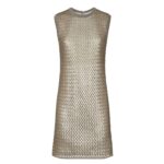 FENDI GOLD-COLORED SEQUIN AND TULLE DRESS