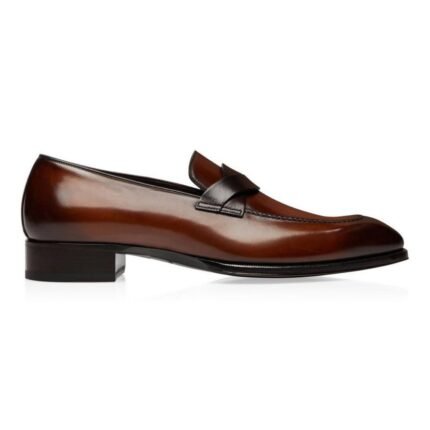 TOM FORD BURNISHED LEATHER ELKAN TWISTED BAND LOAFER OXBLOOD