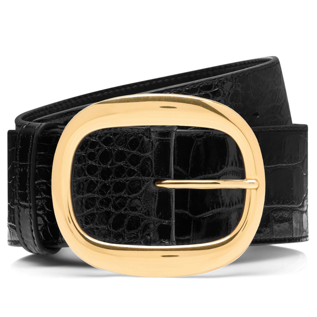 1 TOM FORD SHINY STAMPED CROCODILE LEATHER URSULA BELT