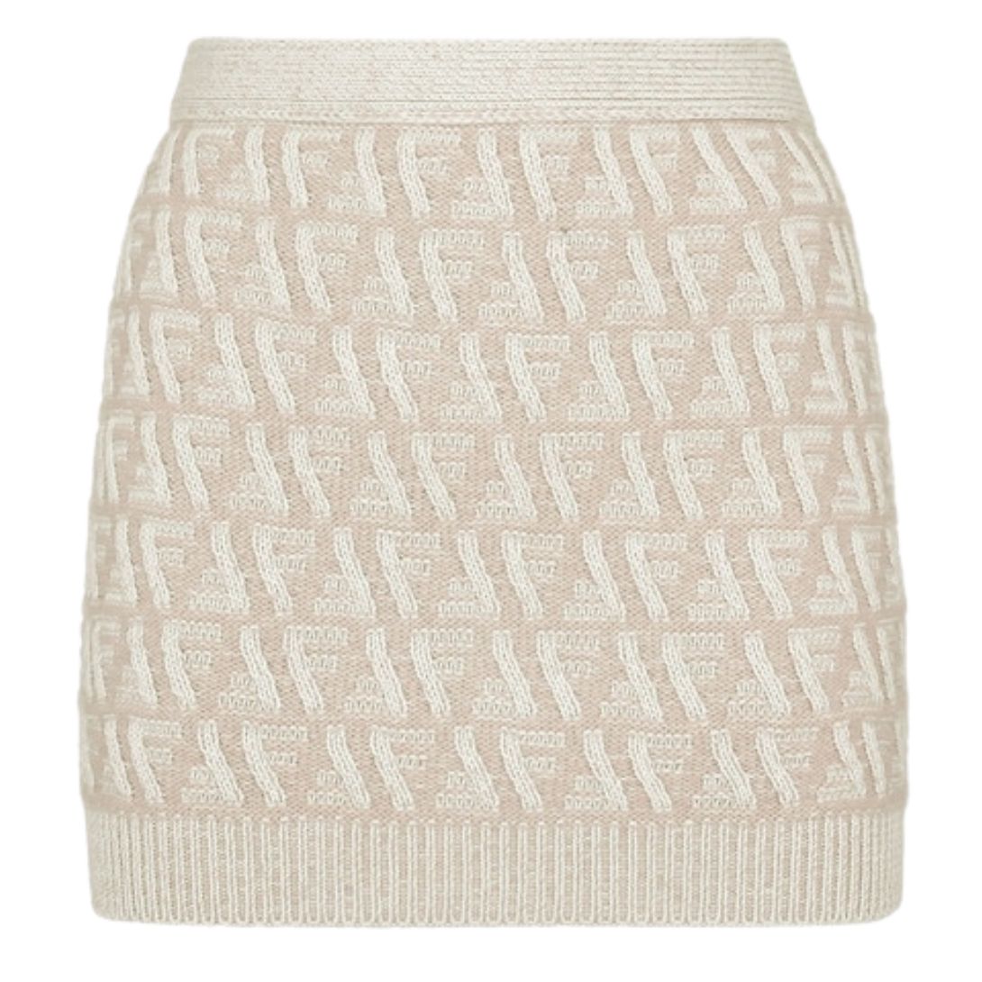 1 FENDI FF CASHMERE AND WOOL MINI SKIRT
