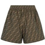FENDI BROWN CANVAS SHORTS
