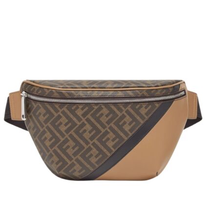 FENDI DIAGONAL MULTICOLOR LEATHER BELT BAG