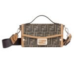 FENDI SOFT TRUNK BAGUETTE FF JACQUARD FABRIC BAG