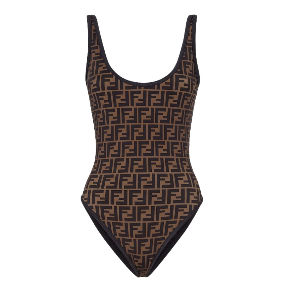 1 FENDI SWIMSUIT BROWN LYCRA REVERSIBLE SWIMSUIT