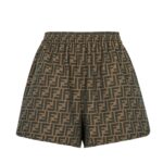 FENDI BROWN CANVAS SHORTS