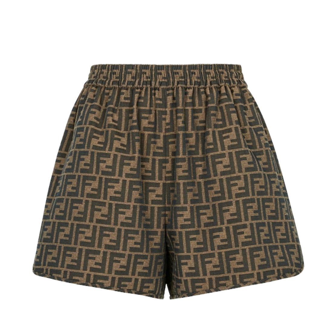 1 FENDI BROWN CANVAS SHORTS