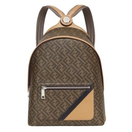 FENDI DIAGONAL CHIODO MEDIUM FF CANVAS BACKPACK