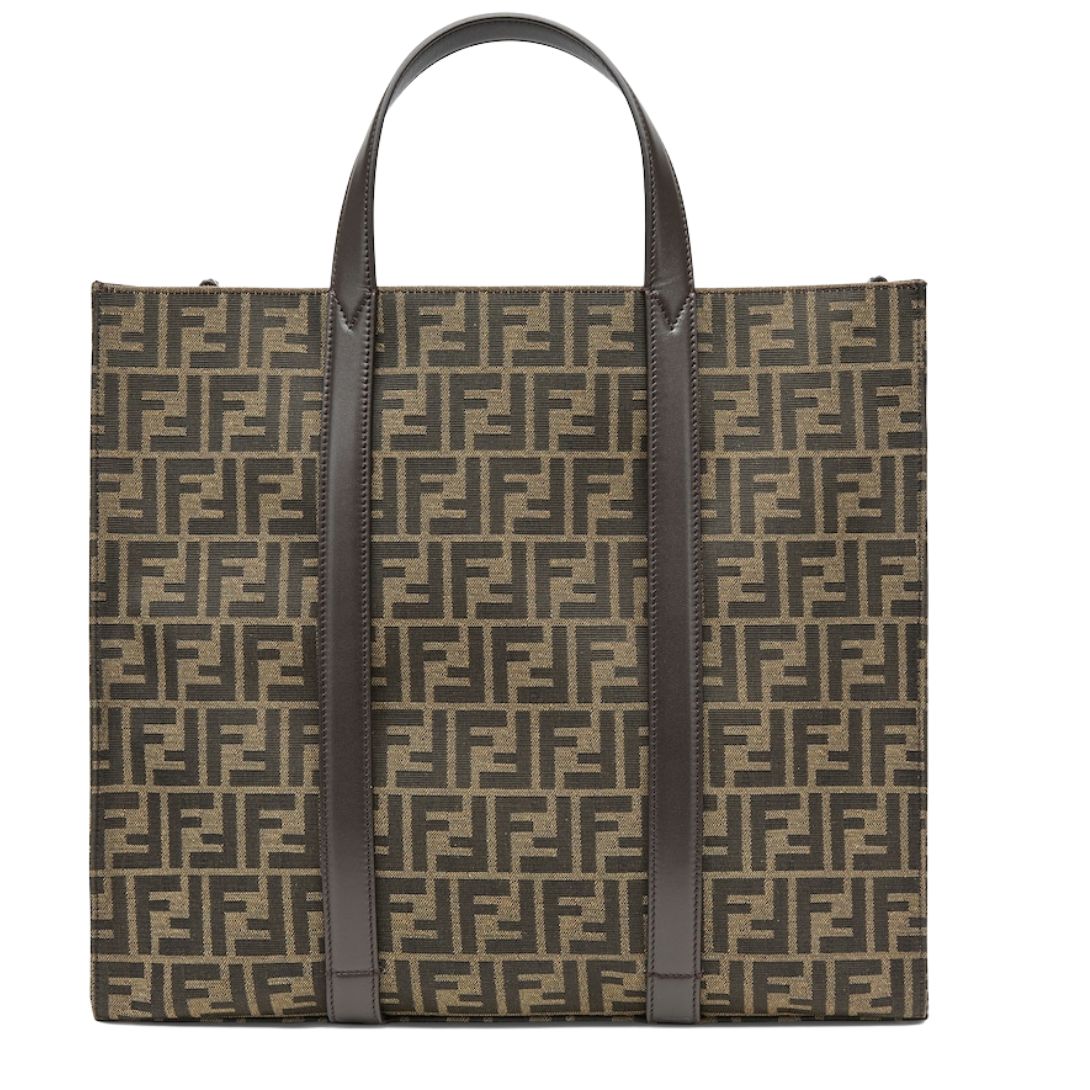 1 FENDI FF JACQUARD SHOPPER FABRIC BAG