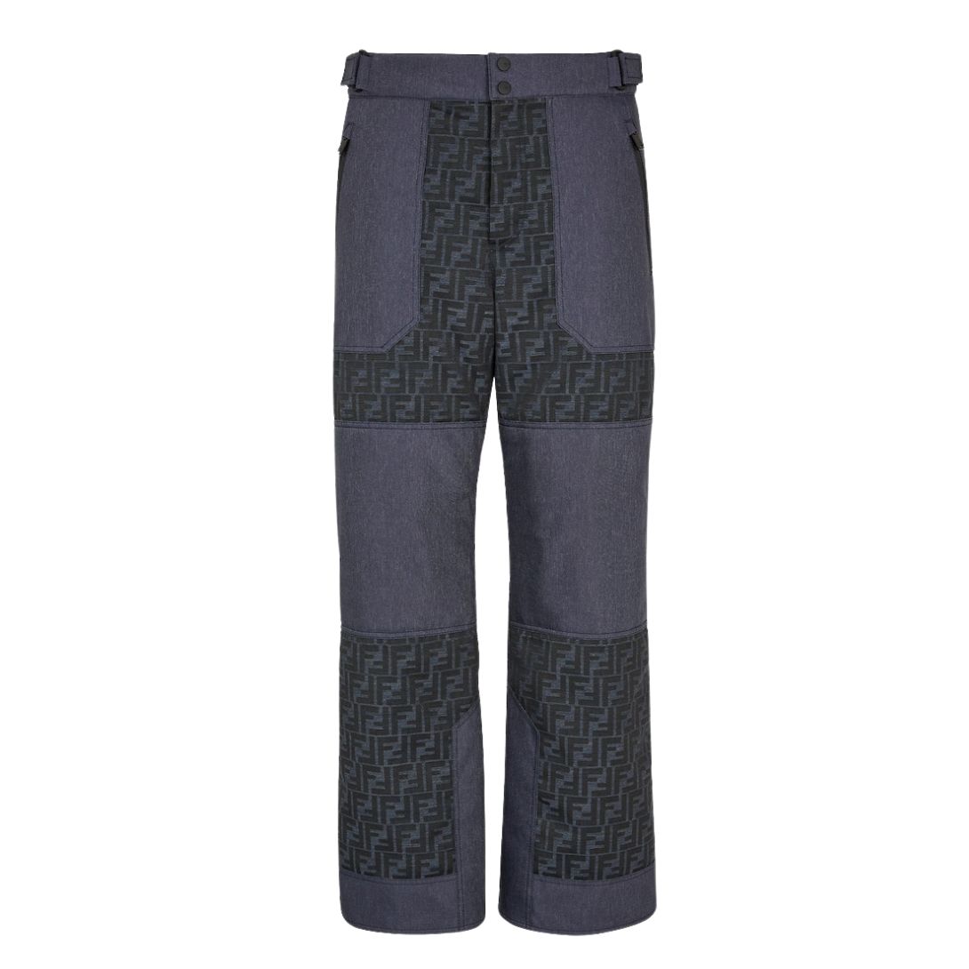 1 FENDI SKI PANTS BLUE FF JACQUARD PANTS