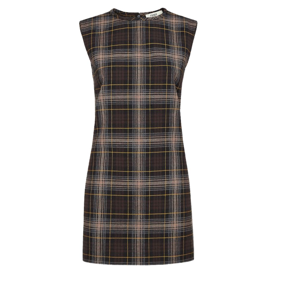 1 FENDI BLUE WOOL AND VISCOSE DRESS