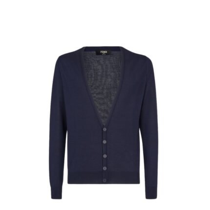 FENDI BLUE WOOL CARDIGAN