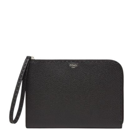 FENDI SMALL YELLOW SELLERIA POUCH WITH 312 HAND-SEWN STITCHES