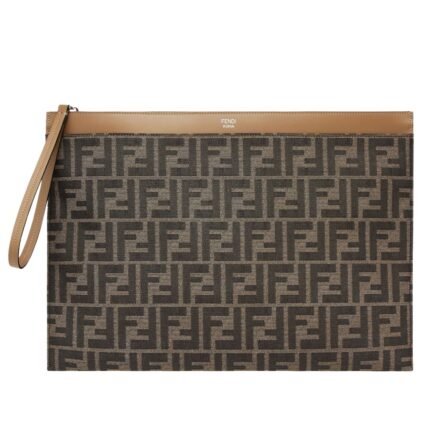 FENDI LARGE FLAT FF POUCH FABRIC POUCH