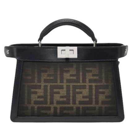 FENDI PEEKABOO ISEEU XCROSS BROWN FF FABRIC BAG