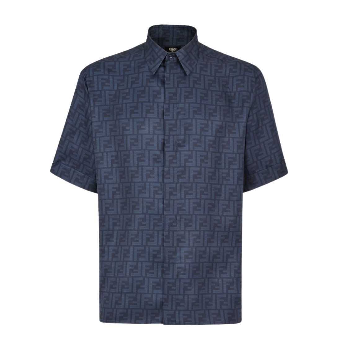1 FENDI BLOUSON BLUE FF JACQUARD GO TO JACKET