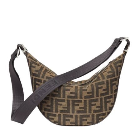 FENDI FF JACQUARD MELON SMALL BROWN BAG