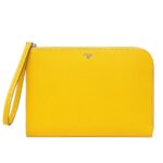 FENDI SMALL YELLOW SELLERIA POUCH WITH 312 HAND-SEWN STITCHES