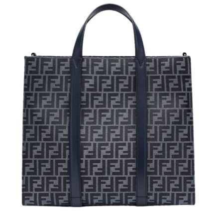 FENDI SHOPPER BLUE FF JACQUARD BAG