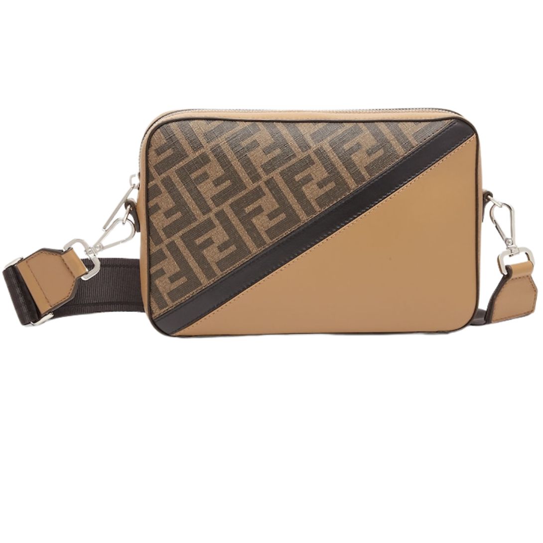 1 FENDI DIAGONAL CAMERA CASE FF CANVAS BAG
