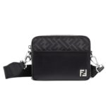 FENDI SQUARED FF CAMERA CASE ORGANIZER BLACK LEATHER AND FF BAG