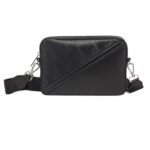 FENDI DIAGONAL CAMERA CASE BLACK LEATHER BAG