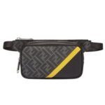 FENDI DIAGONAL BLACK FF FABRIC BELT BAG