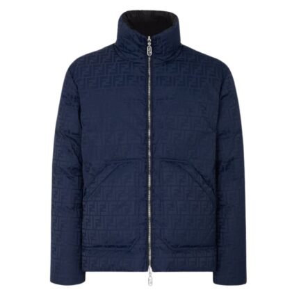 FENDI BLUE FF NYLON PUFFER JACKET