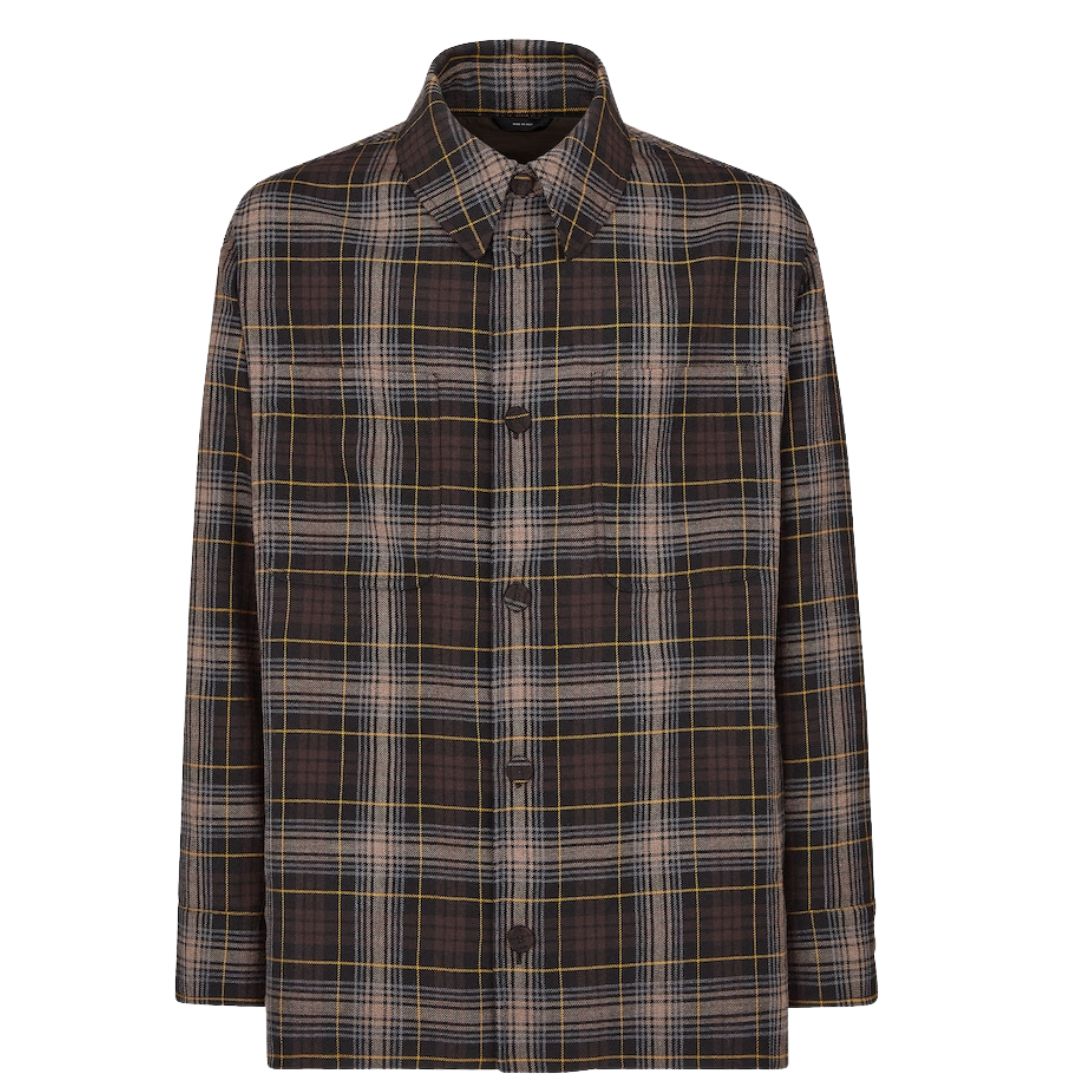 1 FENDI BLOUSON BROWN FENDI TARTAN GO TO JACKET