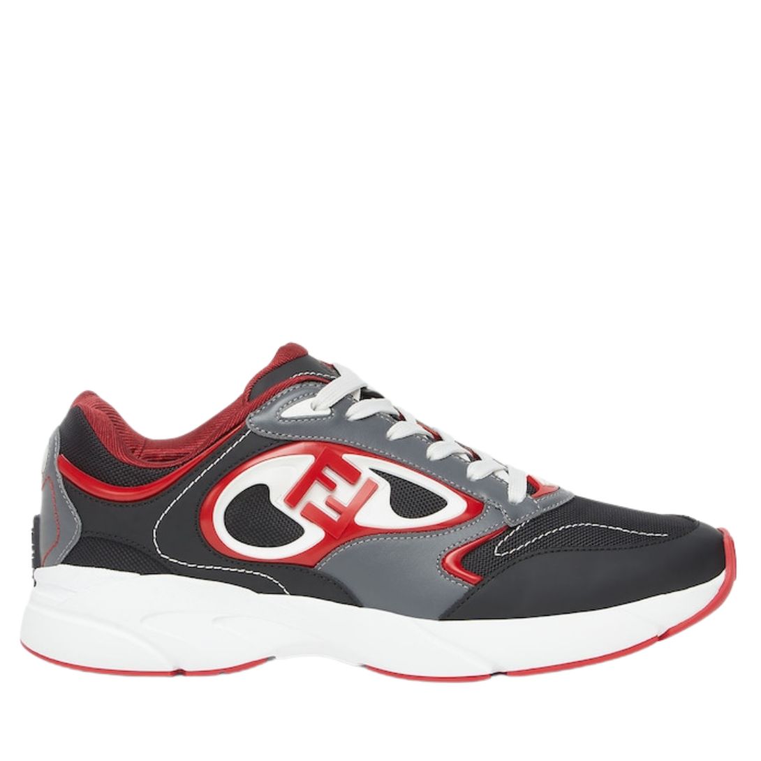 1 FENDI FORWARD SNEAKERS MESH AND LEATHER LOW-TOPS