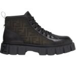 FENDI FORCE BLACK LEATHER BIKER BOOTS